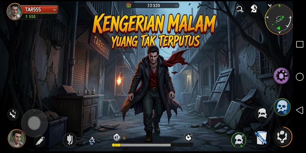 Tangkapan layar gameplay menampilkan suasana mencekam dalam TAR555.
