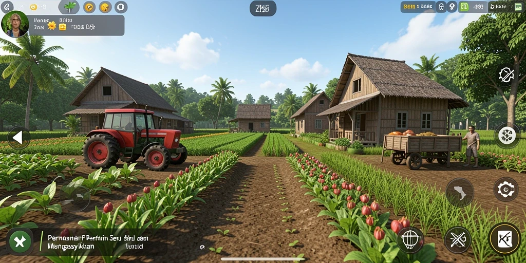Tampilan gameplay <strong>ZK6</strong> yang menarik dalam pertanian.