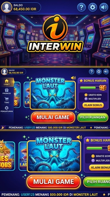 Tampilan antarmuka aplikasi lnterwin yang menarik dan mudah digunakan.